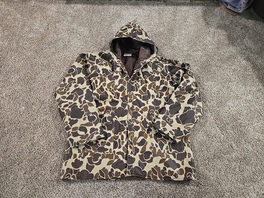 Winchester NOS Vtg 80s Frog Skin Camo Duck Hunting Parka Jacket Mens Sz Large - Picture 1 of 12
